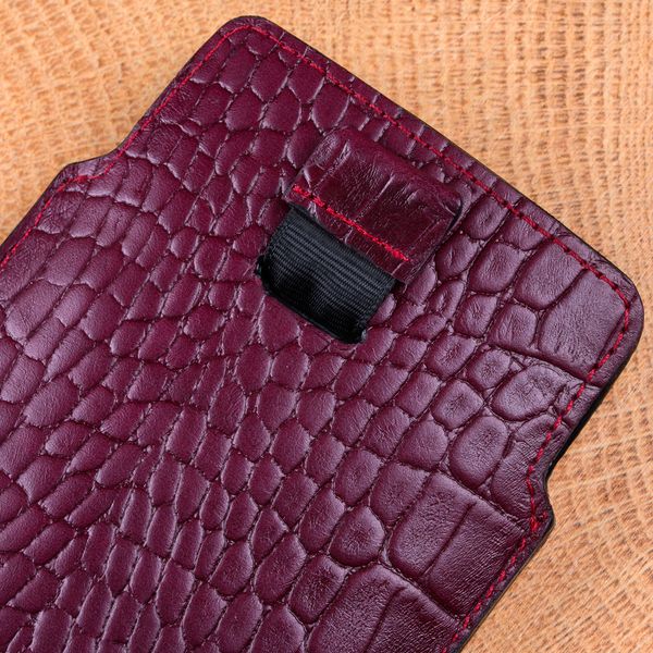 Чохол карман із телячої шкіри під крокодила Сhic Сrocodile для Xiaomi Series | Бордовий SKU0010-14 фото
