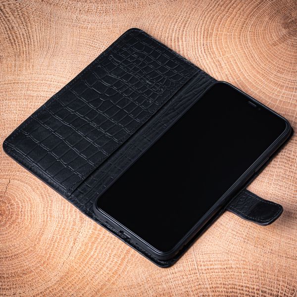 Чохол книжка Crocodille із натуральної шкіри для Xiaomi Series | Чорний SKU0002-1 фото