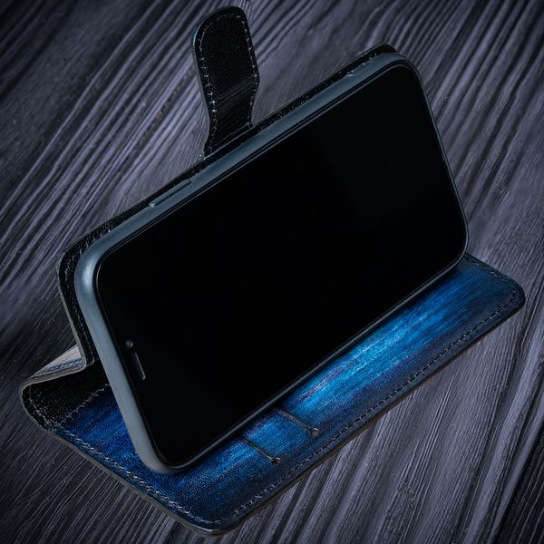 Винтажный кожаный чехол книга Exclusive для Xiaomi Mi Series | Синий SKU0003-4 фото