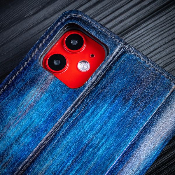Vintage Leather Book Case Exclusive for Xiaomi Mi Series | Handmade | Blue SKU0003-4 photo