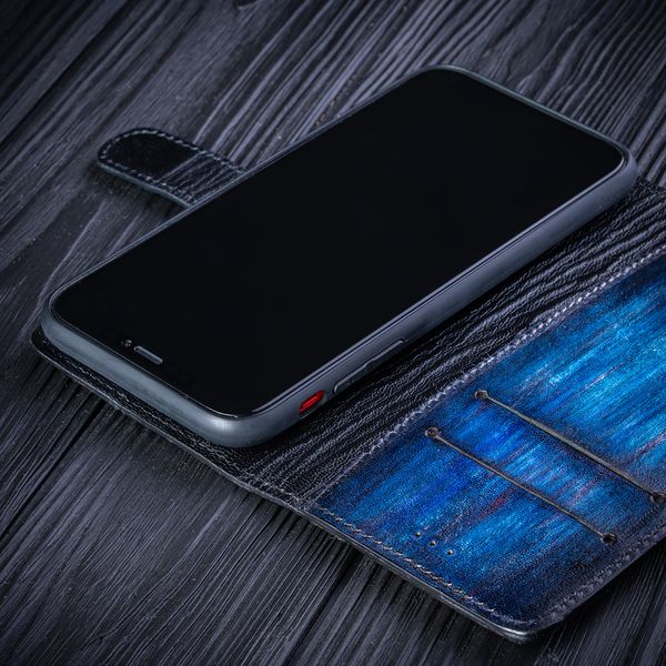 Винтажный кожаный чехол книга Exclusive для Xiaomi Mi Series | Синий SKU0003-4 фото