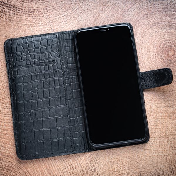 Crocodile Leather Book Case for Xiaomi Series | Black | Glossy SKU0002-1 photo