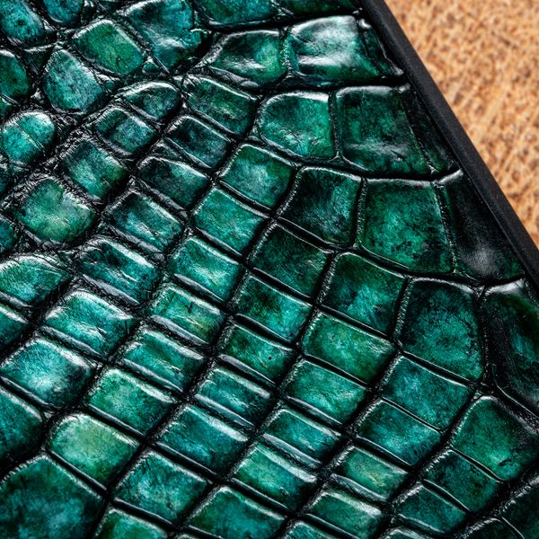 Чохол накладка зі шкіри крокодила Crocсo для Samsung A Series пофарбований | Зелений SKU0020-12 фото