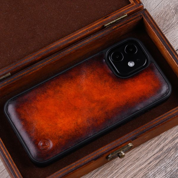 Чохол бампер зі натуральної шкіри Exclusive для Xiaomi Series ручне фарбування | Коричневий SKU0020-19 фото