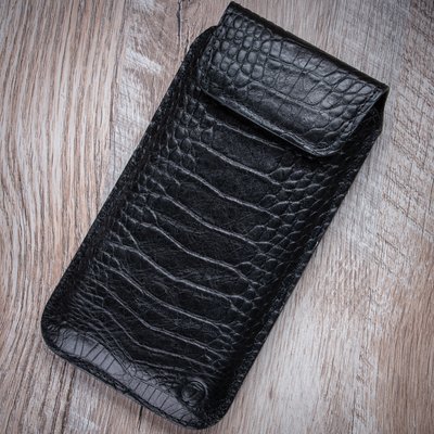 Закрытый чехол карман из кожи крокодила Crocodille для Apple Iphone с застежкой| Черный SKU0010-9 фото