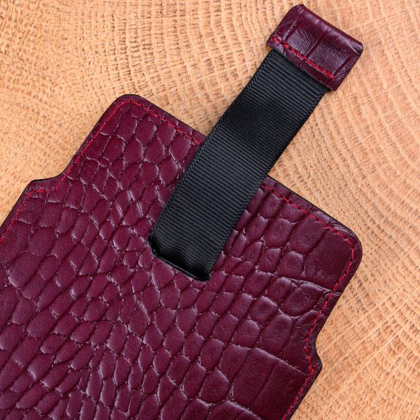 Чохол карман із телячої шкіри під крокодила Сhic Сrocodile для Samsung M Series | Бордовий SKU0010-14 фото