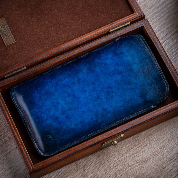 Чохол карман зі "живої" шкіри Exclusive для Samsung A Series ручне фарбування | Синій SKU0010-5 фото