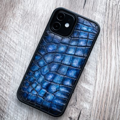 Чохол накладка зі шкіри крокодила Crocсo для Samsung M Series пофарбований | Синій SKU0020-7 фото