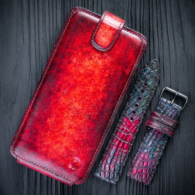 Gift Set Gradient Two (crocodile leather + genuine leather, hand-painted) SKU0150-7 photo
