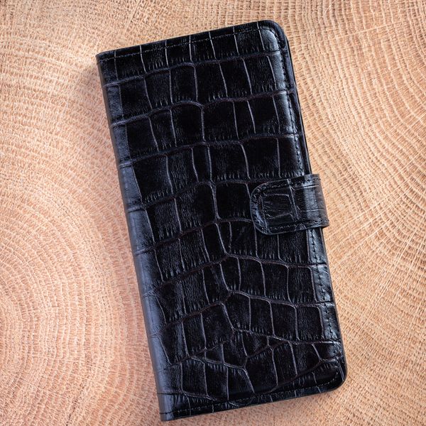 Чохол книжка Crocodille з натуральної шкіри для Samsung A Series | Темний бордо | Глянець SKU0002-4 фото