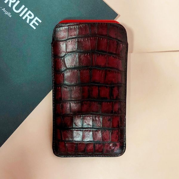 Чохол карман зі шкіри ящірки Wizard для Xiaomi Mi Series пофарбований | Бордо SKU0010-3 фото