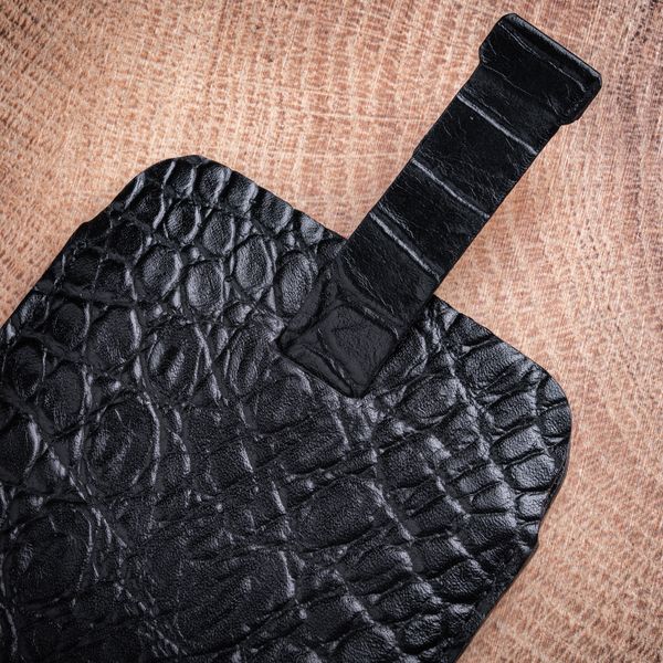 Чохол карман з натуральної шкіри під крокодила Crocodille для Xiaomi Mi Series ручної роботи | Чорний SKU0010-4 фото
