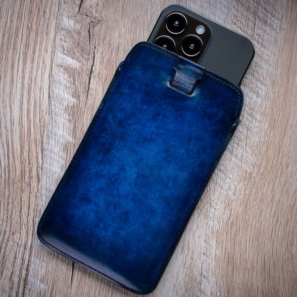 Чохол карман зі "живої" шкіри Exclusive для Xiaomi Mi Series ручне фарбування | Синій SKU0010-5 фото