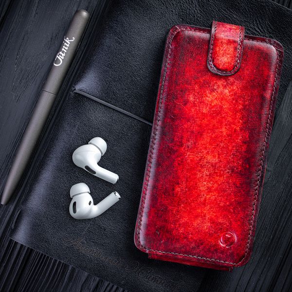 Чехол флип Exclusive из натуральной кожи для Samsung M Series ручной работы | Красный SKU0030-1 фото