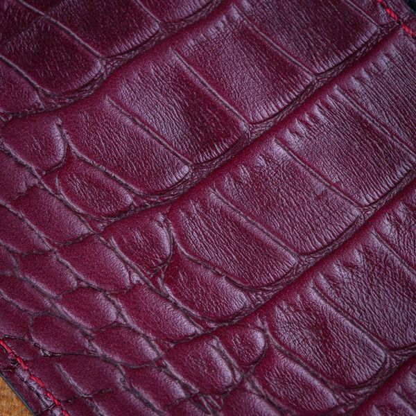 Чохол книжка Crocodille з натуральної шкіри для Samsung A Series | Бордовий SKU0002-6 фото