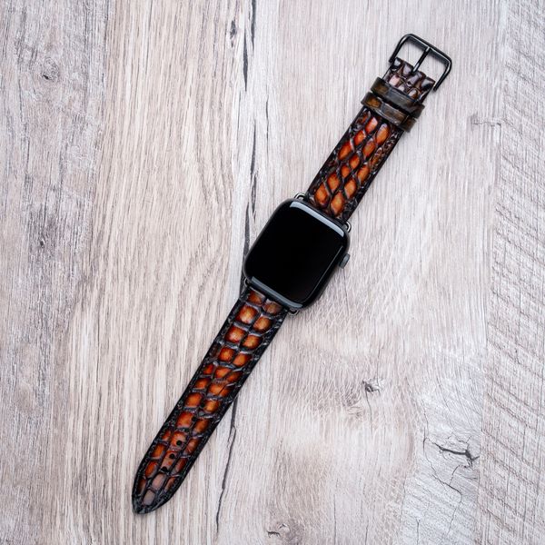 Ремінець зі шкіри крокодила Croco Orange для годинника SKU0040-19 фото