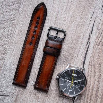 Genuine Leather Watch Strap Brown SKU0040-20 photo