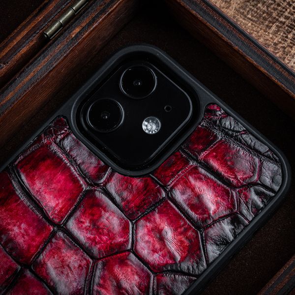 Чехол накладка из кожи крокодила Crocсo для Xiaomi Mi Series окрашен | Красный SKU0020-11 фото