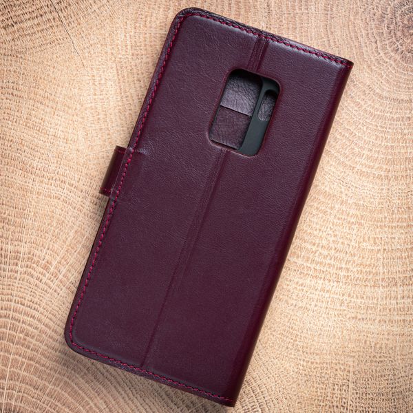 Classic handmade leather book сases ELITE for Samsung M Series | Bordeaux SKU0001-1 photo