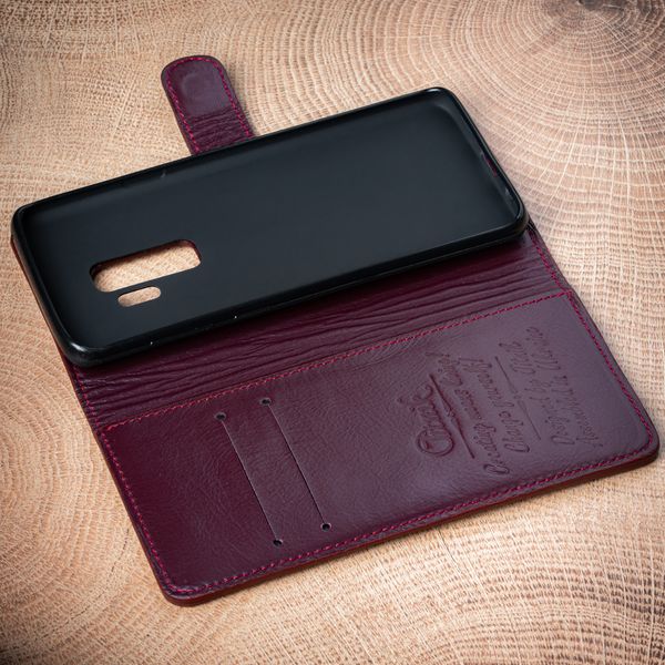 Classic handmade leather book сases ELITE for Samsung M Series | Bordeaux SKU0001-1 photo