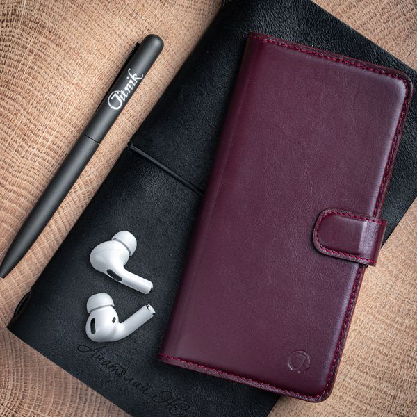 Классический кожаный чехол книга ELITE для Samsung M Series ручной работы | Бордо SKU0001-1 фото