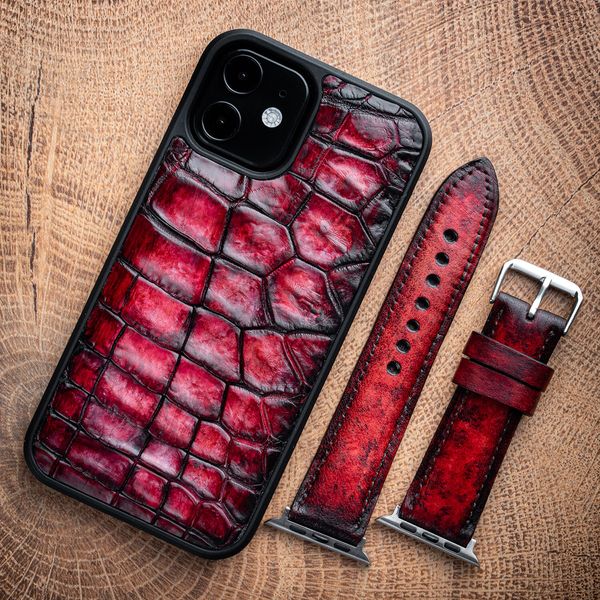 Crocodile Leather Case "Crocco" for Xiaomi Mi Series Painted | Red SKU0020-11 photo