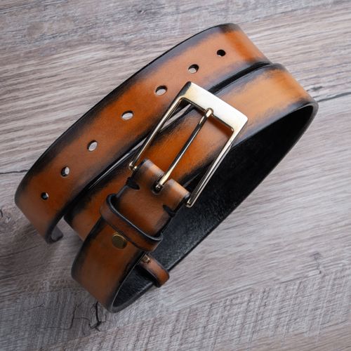 Genuine calf leather belt Gradient Four | Brown SKU0070-6 photo
