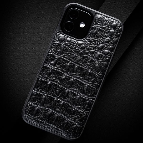 Чехол бампер из кожи аллигатора Alligator для iPhone Xs Max ручная работа | Черный SKU0020-2 фото