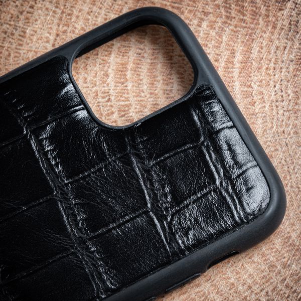 Чохол бампер зі шкіри крокодила Crocodille для Xiaomi Mi Series ручна робота | Чорний SKU0020-1 фото