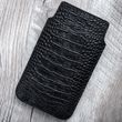 Чехол карман из кожи крокодила Crocodille для Apple Iphone ручной работы Черный