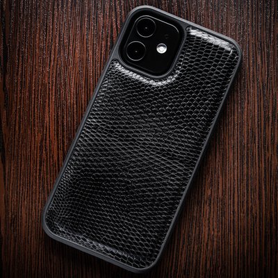 Handcrafted Iguana Leather Bumper Case for Xiaomi Mi Series | Black SKU0020-5 photo
