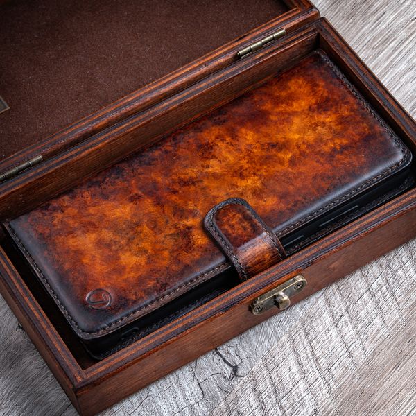 Vintage Leather Book Case Exclusive for Samsung M Series | Handmade | Marble SKU0003-2 photo