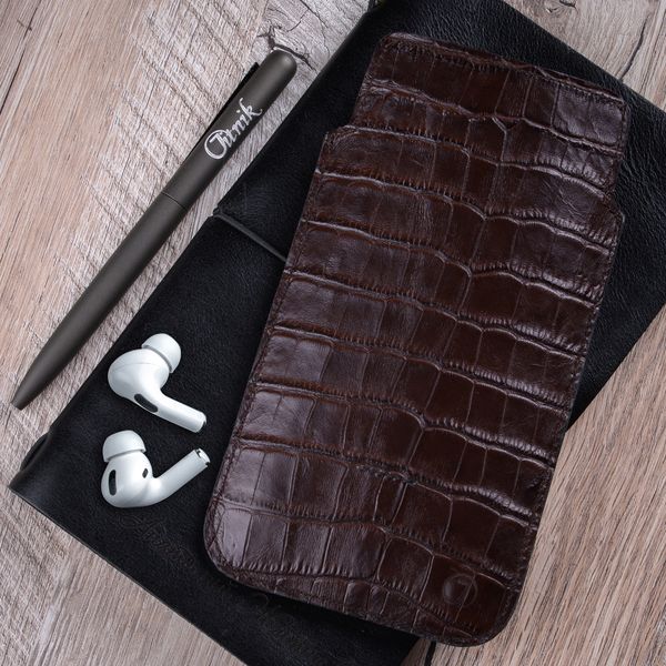 Чехол карман из телячьей кожи под крокодила Сhic Сrocodile для Xiaomi Mi Series | Коричневый SKU0010-13 фото