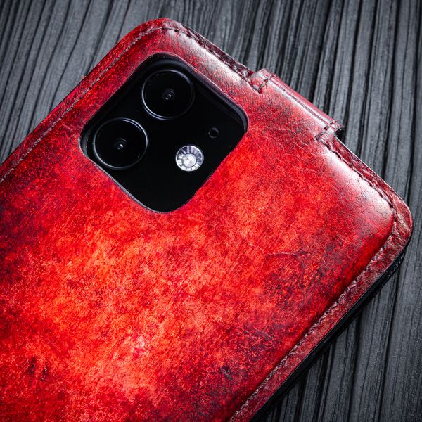 Exclusive Handmade Leather Flip Case for Xiaomi Series | Red SKU0030-1 photo