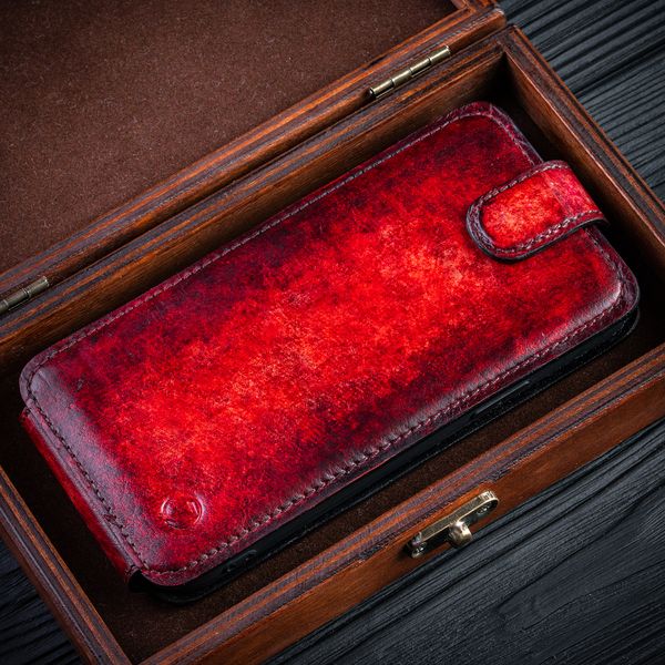 Exclusive Handmade Leather Flip Case for Xiaomi Series | Red SKU0030-1 photo