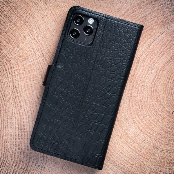 Чехол книга Crocodille из натуральной кожи для Xiaomi Mi Series | Черный SKU0002-1 фото