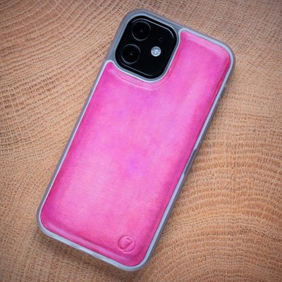 Чохол бампер зі натуральної шкіри Exclusive для Samsung Series S ручне фарбування | Рожевий SKU0020-17 фото