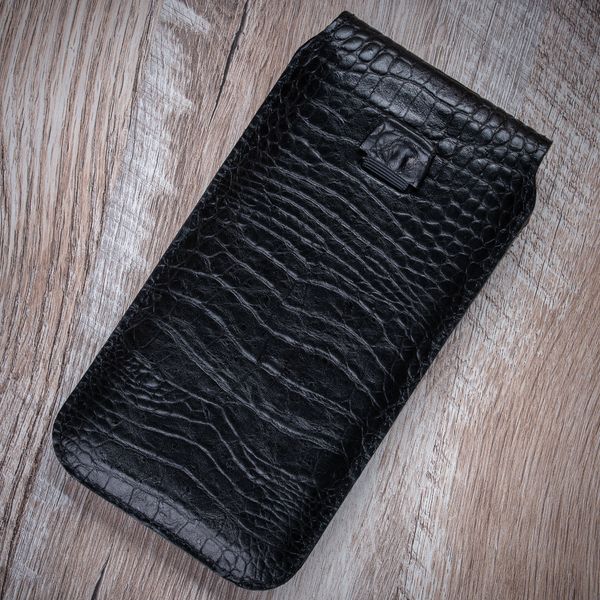 Closed Crocodile Leather Pocket Case for Samsung Series S with Clasp | Black SKU0010-9 photo