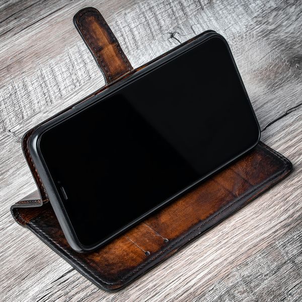 Vintage Leather Book Case Exclusive for Xiaomi Mi Series | Handmade | Brown SKU0003-1 photo