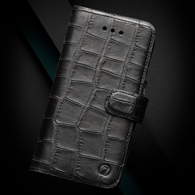 Чохол книжка Crocodille із натуральної шкіри для Samsung M Series | Чорний | Глянець SKU0002-3 фото